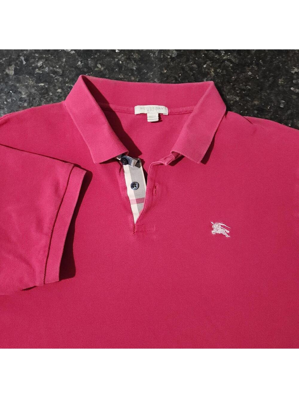 Burberry Brit Polo Shirt Nova Check Logo Designer Preppy Casual Mens Large